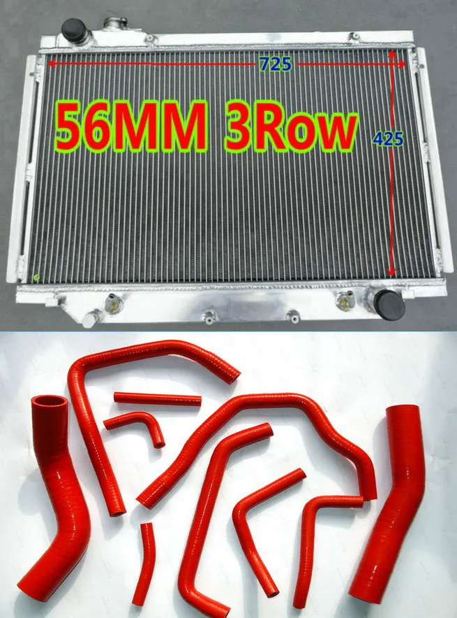 RED Алюминиевый радиатор+ силиконовый шланг для Toyota Land Cruiser 80 серии HDJ80 1HD-T/FT TD 4,2 Turbo дизель AT& MT 1990-1997 - Цвет: RED