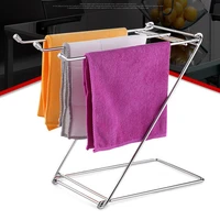 stainless steel dishcloth holder towel storage rack folding rag drying rack kitchen shelf