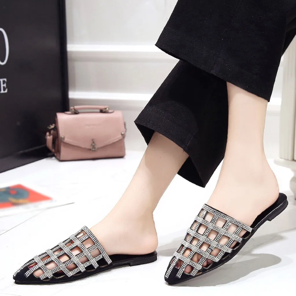 Сланцы SAGACE женские с заостренным носком модные летние туфли на плоской подошве