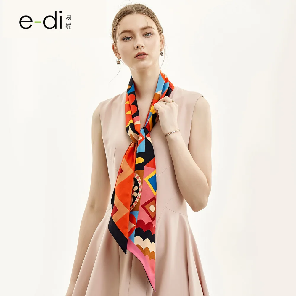 Женский аксессуар для волос [BAOSHIDI] элегантный узкий платок из 100% шелка с двойным