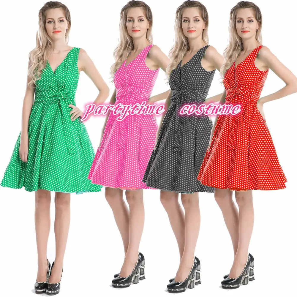 Новинка винтажное летнее мягкое чайное платье в горошек стиле 1950s зеленое черное