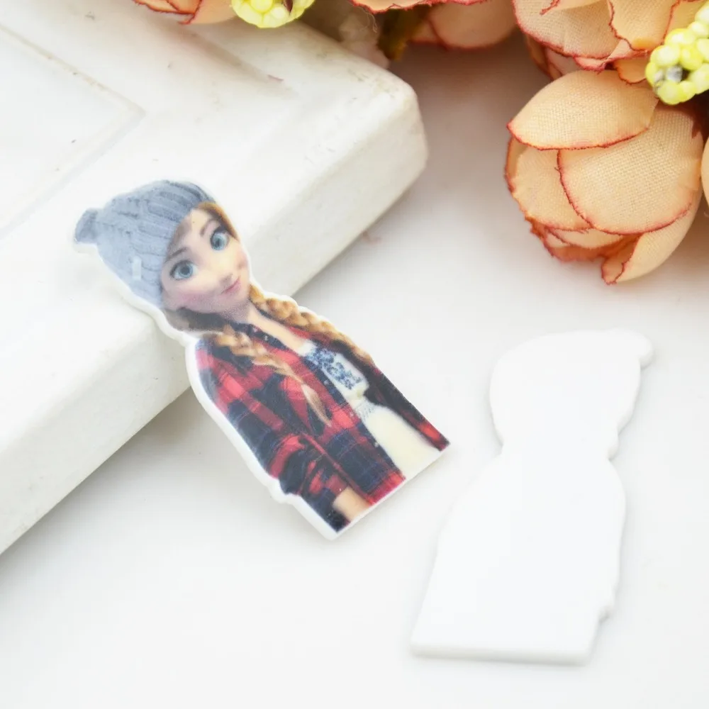 Kawaii Мультфильм плоское заднее украшение из смолы сестра Эльза королева фигурка