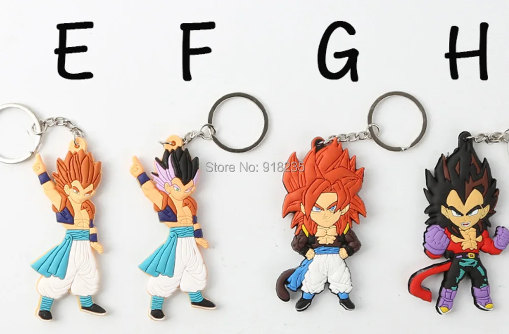 20/лот Dragon Ball брелок для ключей Goku Vegeta резиновая фигурка двухстороннее кольцо для ключей