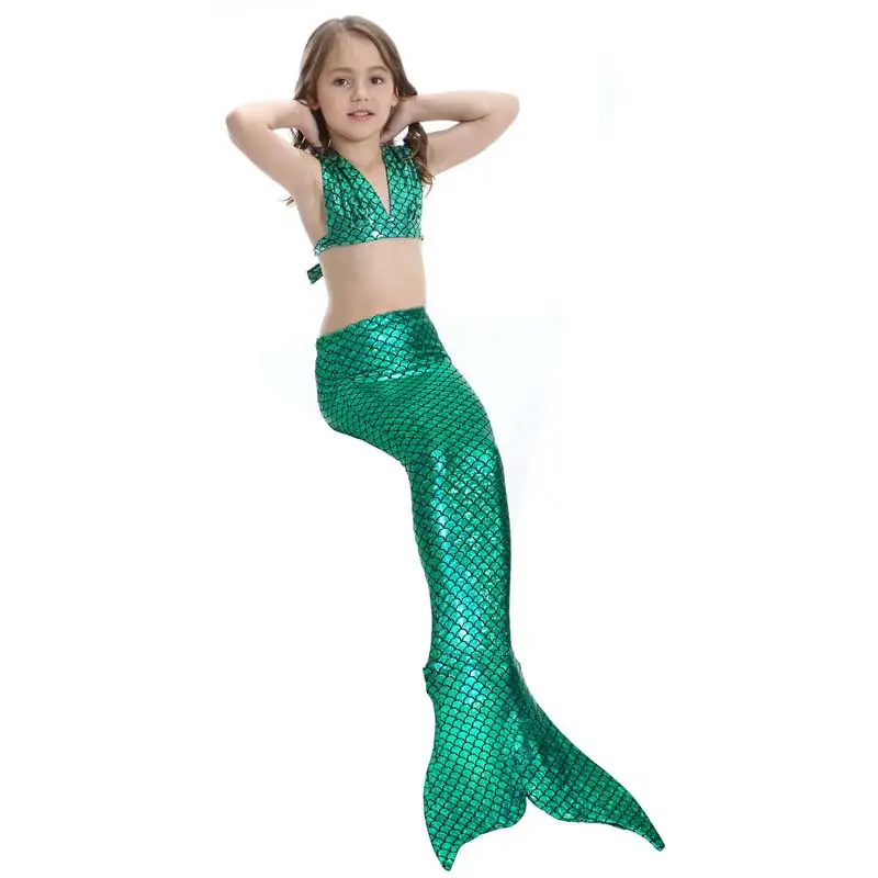 Children's Girls Dress Mermaid Tails Swimming Swimsuit Kids Ariel Tail Monofin Swimmable Costume Bathing Suit Bikini Set | Детская