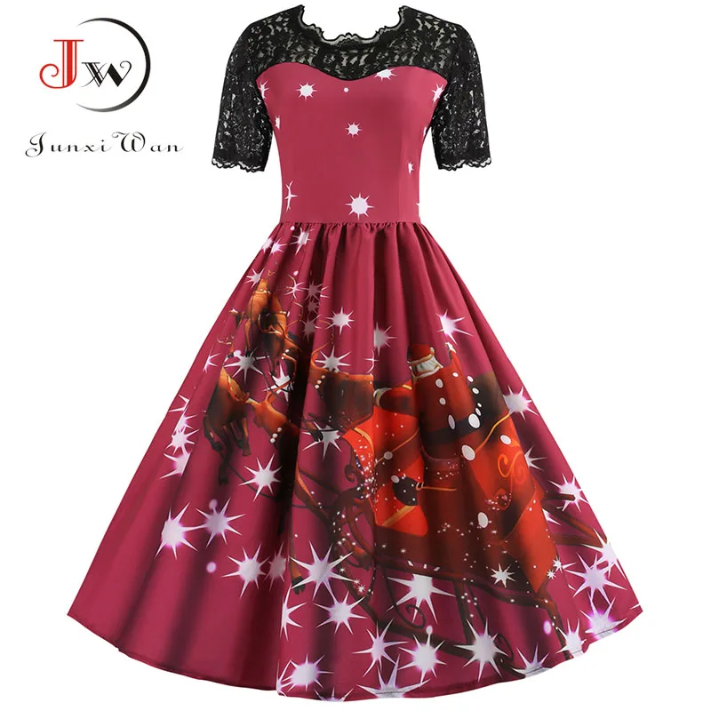 Vestidos кружевное рождественское платье элегантное винтажное женское повседневное