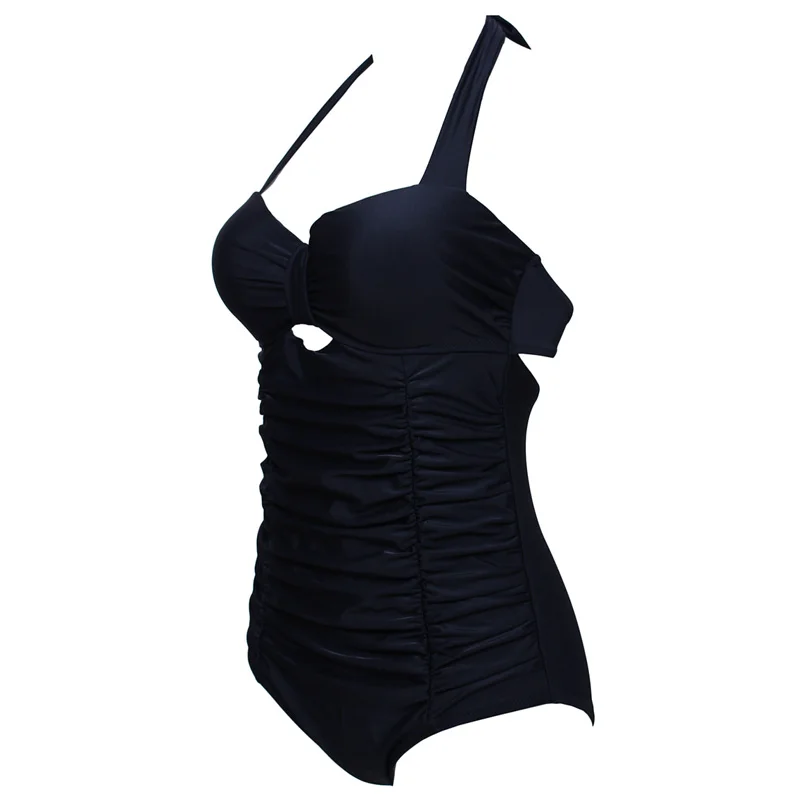Trangel 2018 Sexy Solid Bikini Women's Push Up One Piece Swimwear Ruched Swimsuit Plus Size Bathing Suits Beach Wear | Спорт и