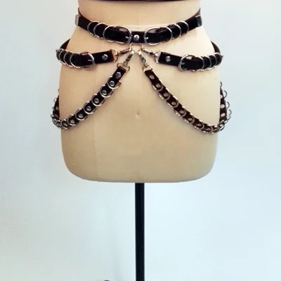 Black Skirt Only Ручной работы тяжелых панк фетиш черный PU кожаный бюстгальтер Топ талии Cincher подвязка пояс подтяжки ремни - Цвет: Black Skirt Only