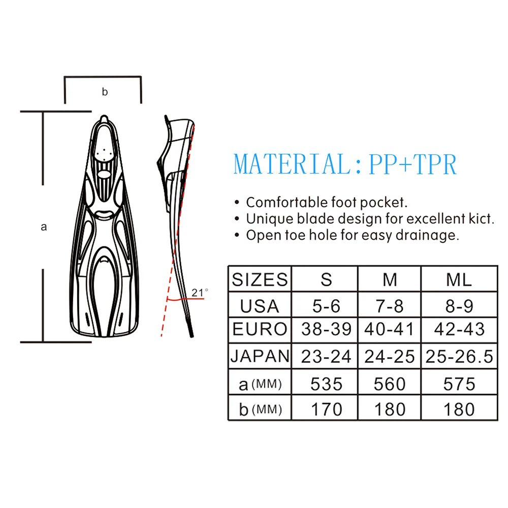 

Whale Adult Flexible Swimming Fins Submersible Long Swimming Snorkeling Foot Diving Fins Flippers Diving Socks Water Sports