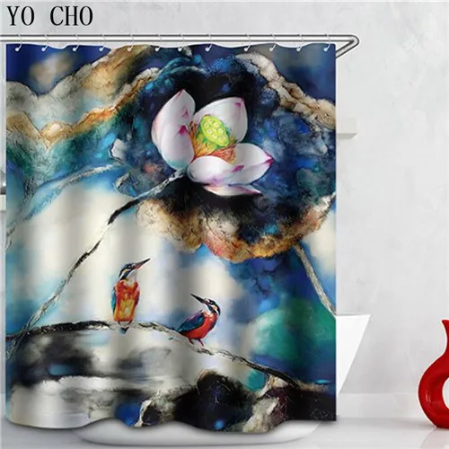 Oil painting bird YO CHO 3d занавеска для душа штамп для ванной занавеска животное водопад peacoc полиэстер ткань штора с маяком для ванной занавески s - Цвет: Oil painting bird