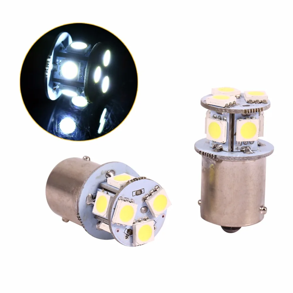 2 шт. белый BA15S R5W 1156 5050 8SMD Светодиодные Автомобильные тормозные лампы