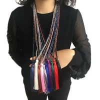ydgy2019 new 10 colour silk pendant crystal fringed sweater chain female fringed pendant sweater chain wholesale
