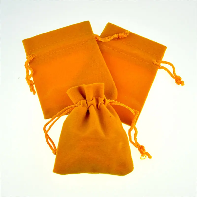 

50pcs 7x9cm Jewelry Packing Velvet bag Orange color Velvet Drawstring bags Pouches Free Shipping