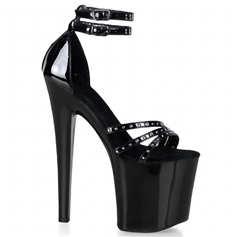 Классические шикарные туфли стрипы для полдэнса с открытым мыском и каблуком 20