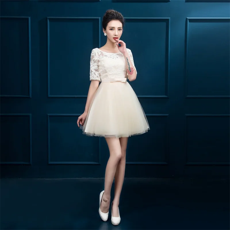 Новые короткие вечерние платья с коротким рукавом для невесты Гламурное бальное