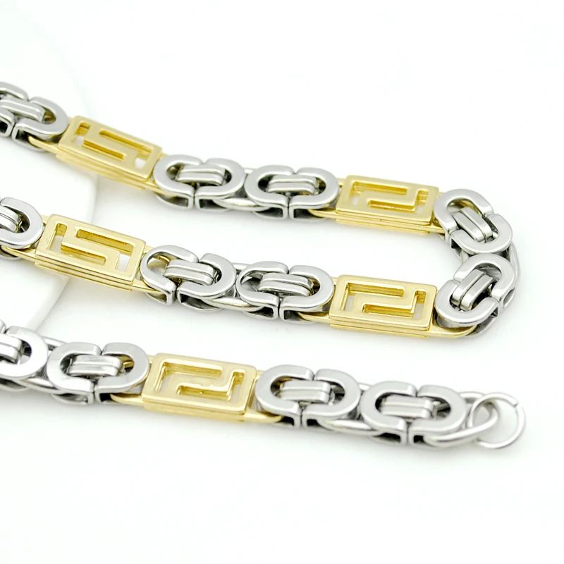 Модные золотые и серебряные цепочки ожерелье Браслеты Набор 316L нержавеющая