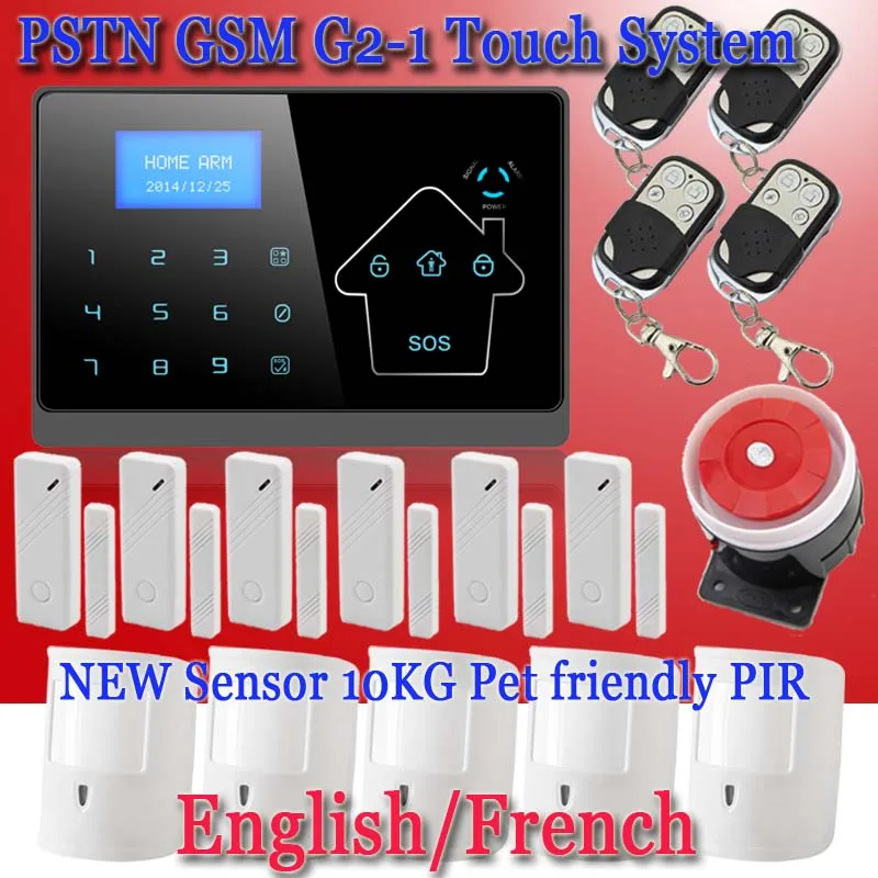 Пэт Иммунной ПИР Дом Охранная Сигнализация GSM Android IOS APP Сенсорной клавиатурой и PSTN