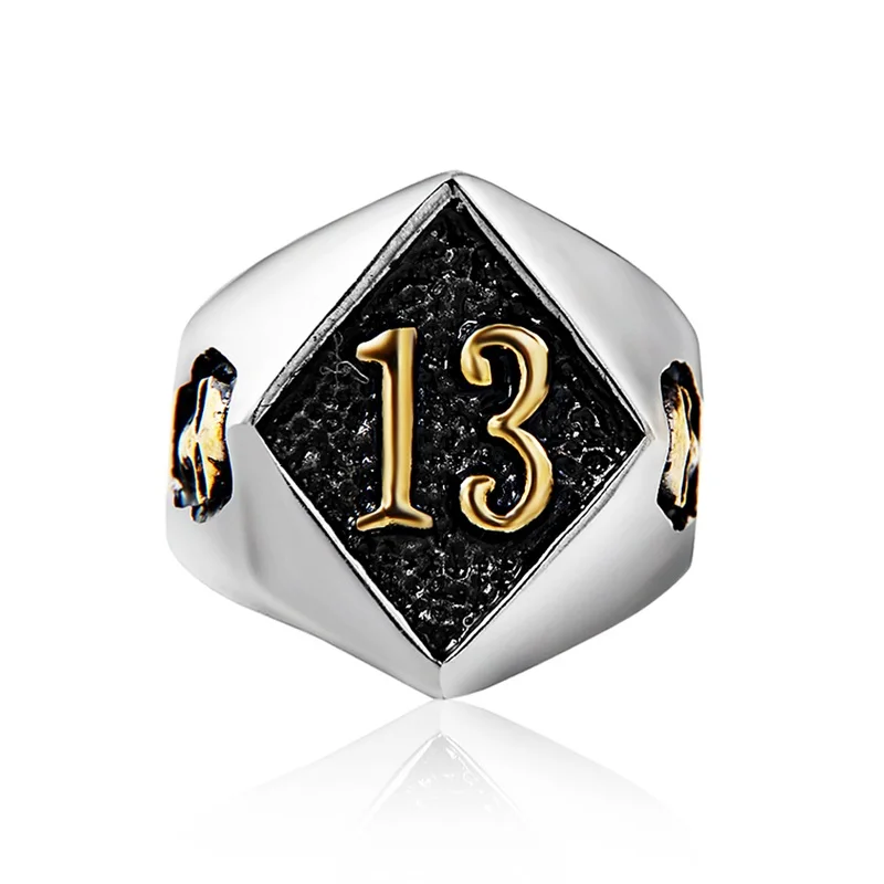 Модные размеры 8 13 байкерские кольца Lucky Number из нержавеющей стали 316L в стиле панк