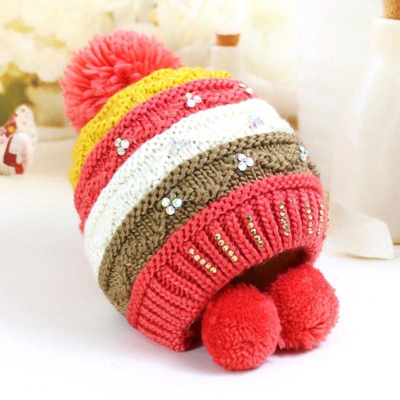 Для женщин зимняя шапка ушанка кабель вязать лыж Кепки с La Dimaond уютный теплый