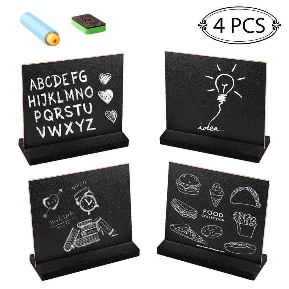 4pcs OurWarm мини настольный теги в виде Школьной Доски Свадебные DIY деревянный Декор Рамка доска вечерние украшения поставки - Цвет: 4pcs