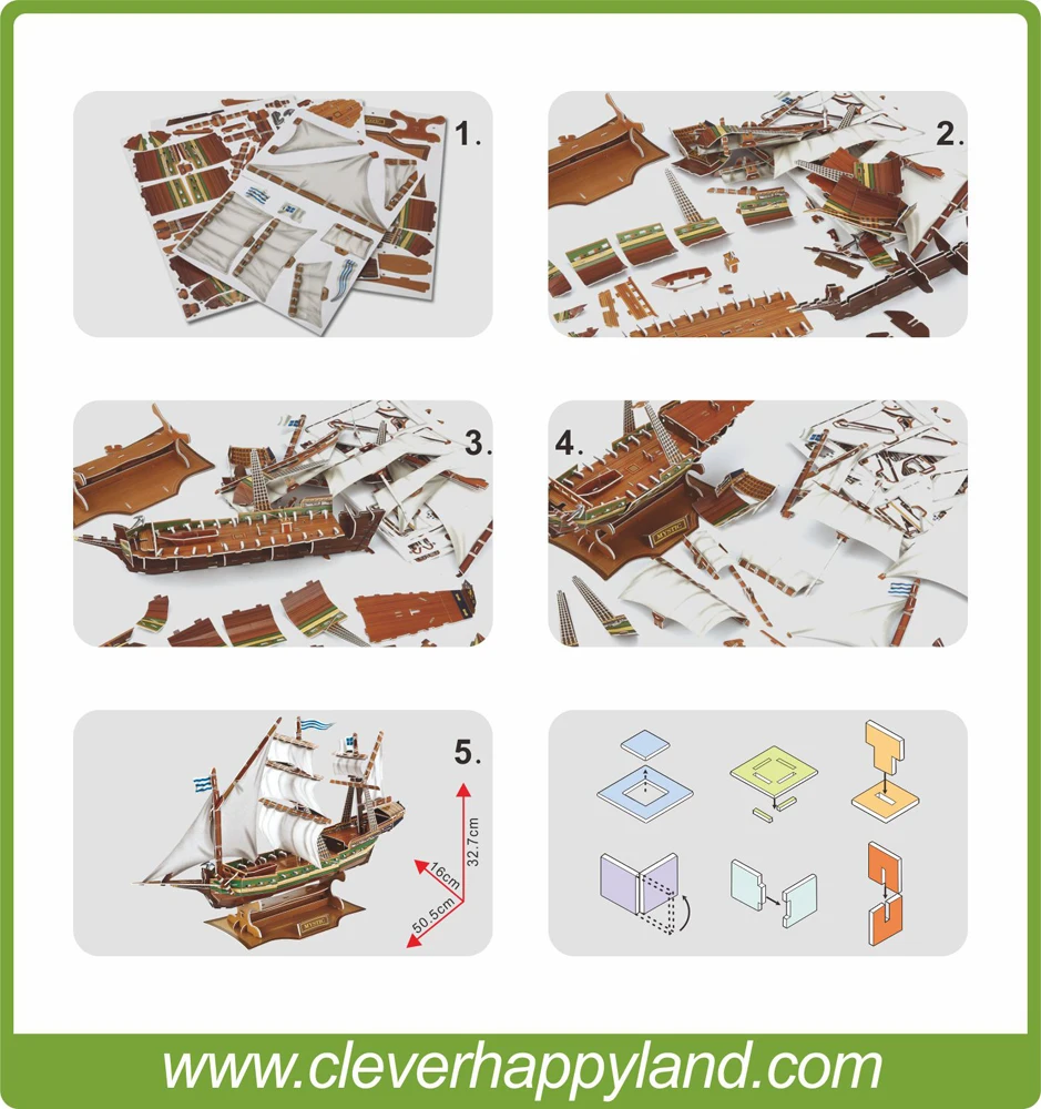 

2014 new clever&happy land 3d puzzle model France Mystic adult puzzle diy paper model educational toys paper