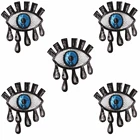 Заплатки для одежды, блестящие, с большими глазами, мотивы вышивки, 5 шт.