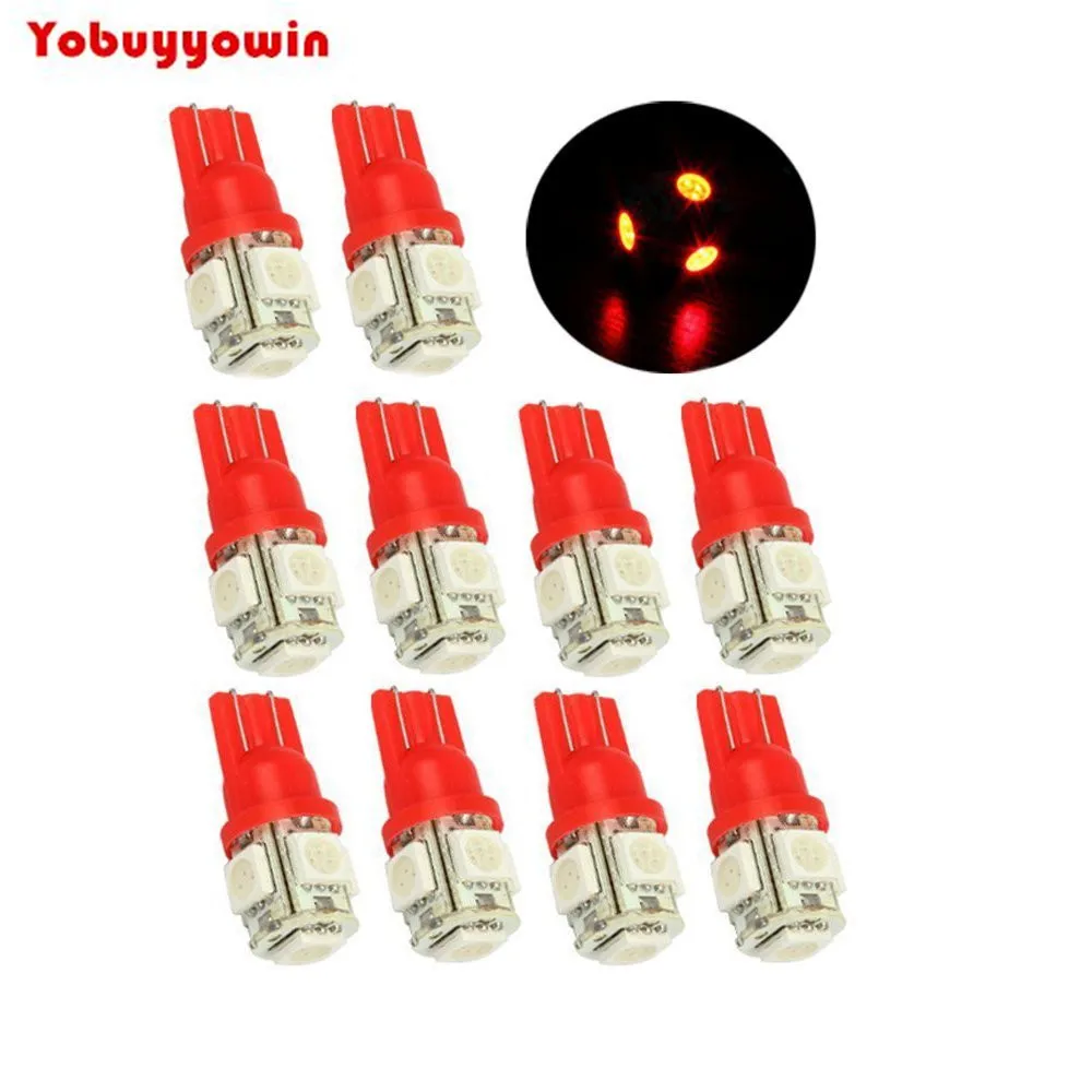 

10pcs T10 5SMD Red High Bright LED Light Lights 158 168 192 194 2825 W5W