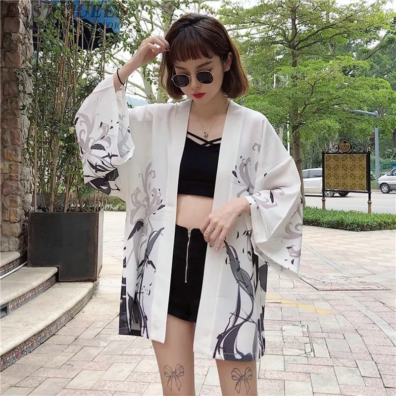 Кардиган Yukata Kimonos длинная рубашка туника для женщин лето 2019 Традиционная