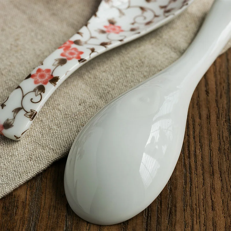 2 шт./лот ложка с цветами из японского импорта керамические ложки под глазурь для