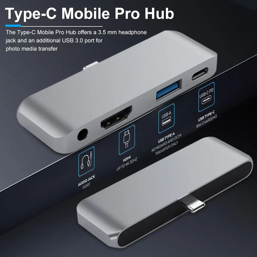 3 5 мм Type C мобильный Pro концентратор адаптер с USB PD Зарядка для 2018 IPad Samsung Huawei 4K HDMI 0