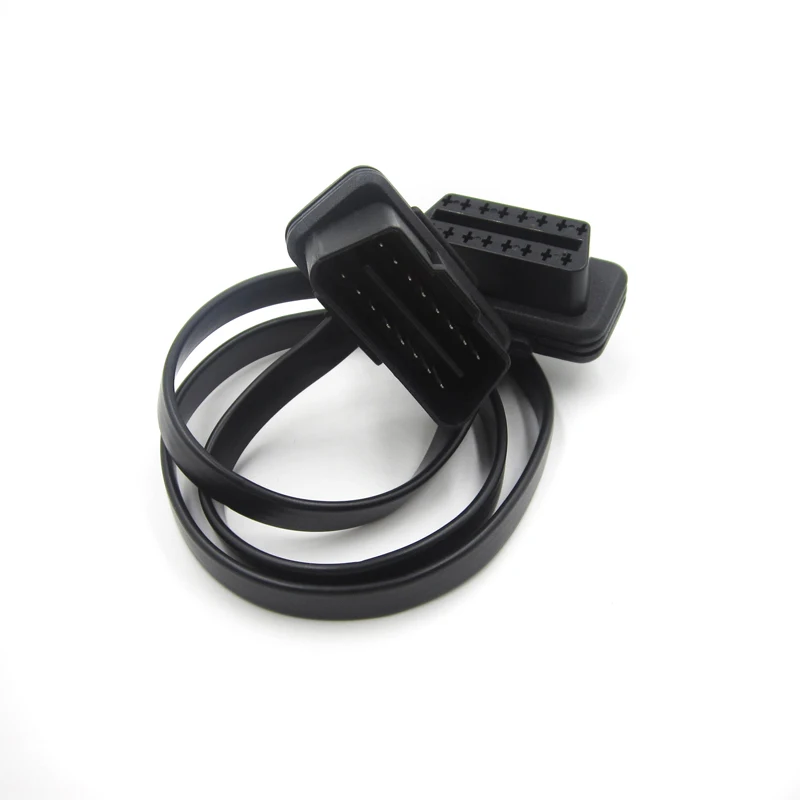 Плоский тонкий как лапша OBDII OBD2 16Pin ELM327 мужчина к женскому локоть расширение OBD 2