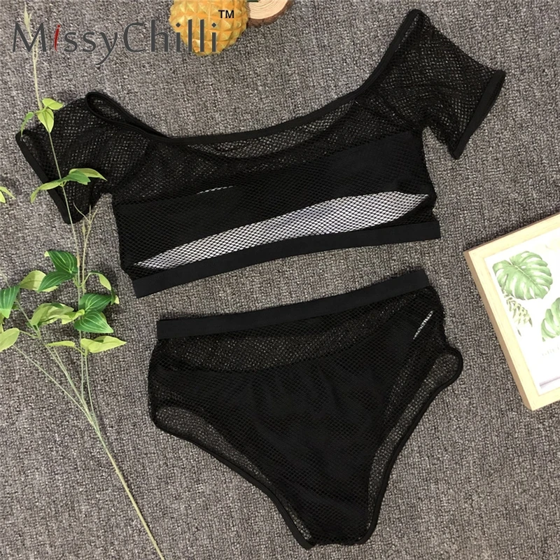 MissyChilli лето 4 шт Костюмы Боди Бразилия одежда для купания купальные костюмы Высокая талия бикини Пуш Ап купальник сетка сексуальный купальный костюм