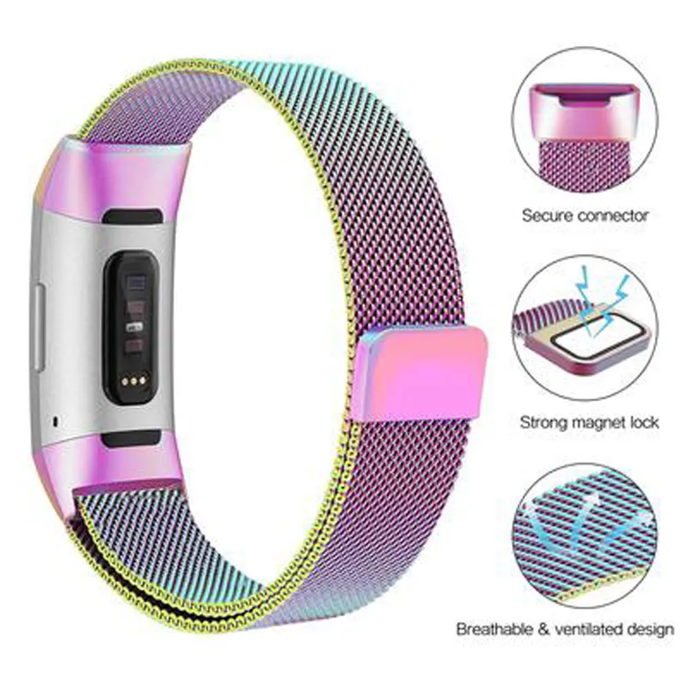 10 цветов Миланская петля заменить ремешок для Fitbit charge 3 часы браслет из нержавеющей стали ремень спортивный браслет для смарт-часов