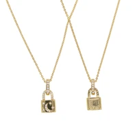 newest necklace gold color padlock pendant necklace brand rolo cable chain necklace collar ras du cou collier femme women