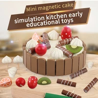 wooden toy simulation mini magneti cake toy size 11 3 cm to the childs birthday present montessori kitchen childrens food toy