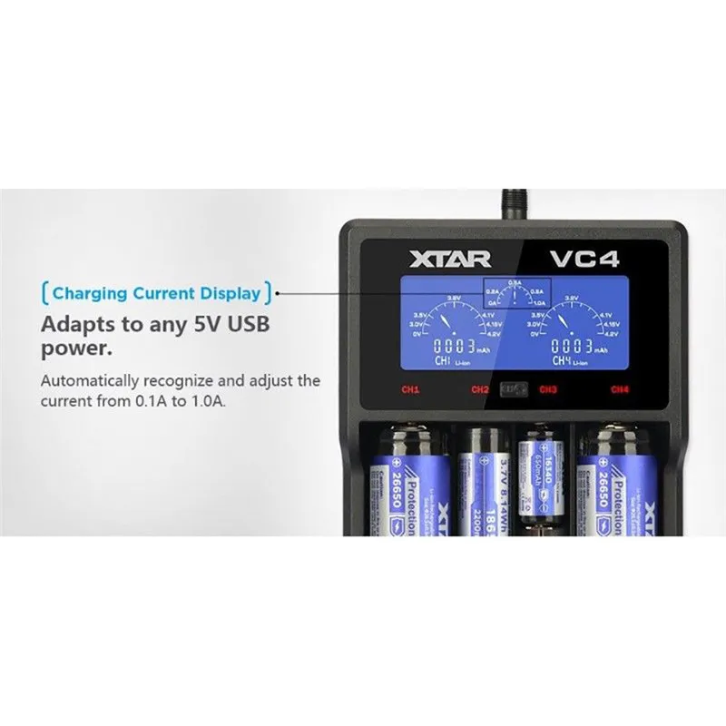 Великобритания VC4 ЖК-экран USB зарядное устройство AA AAA 18650 14500 32650 Li-Ion Ni-MH