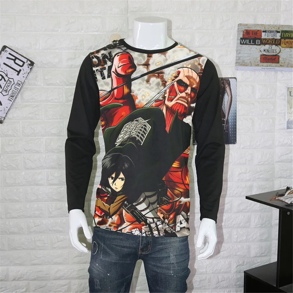 Косплей атака на Титанов футболка Shingeki No Kyojin Mikasa Levi футболки костюмы для мужчин и