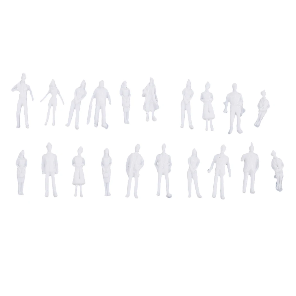 

20 Pieces 1/100 Scale Unpainted Model People Architectural Figure Miniature Model Human Plastic Scene Simulation