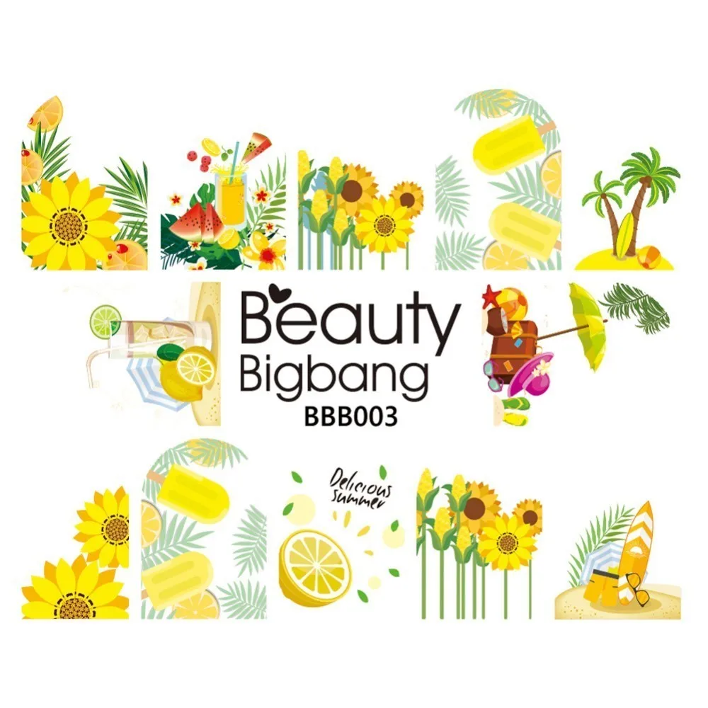 3 BeautyBigBang 4 шт. набор Наклейки для Ногтей Фрукты Банан персик авокадо изображения украшения обертывания водные наклейки для ногтей s Art BBB031 - Цвет: 3
