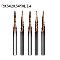 5pcslot r0 5d420 550l2f hrc55 tungsten solid carbide tapered ball nose end mills and cone cutter