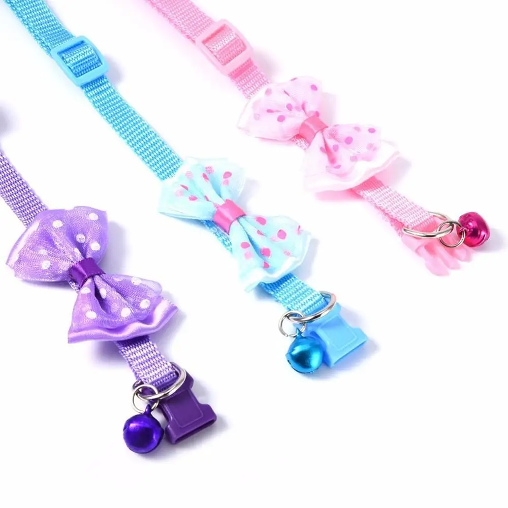 1pcs Bowknot Design Nylon Dog Puppy Cat Collars adjustable Necklace Harness With Bell For Pet Small Animal Pets Supplies | Дом и сад