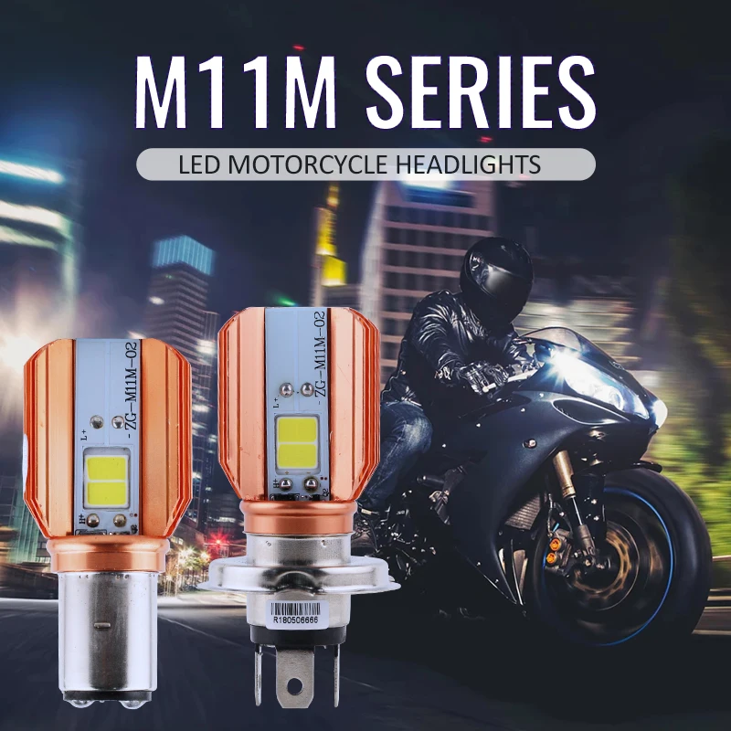 R8 H4 светодиодный фара мотоцикла Высокая Низкая лампа M11M все в одном 12В 2 шт COB H6 BA20D
