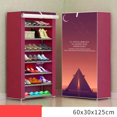red 8 layer 8 Слои 10 Слои Комбинации обувной шкаф простой ткани для хранения обуви стойки складной пыленепроницаемый обувные полки DIY мебель - Цвет: red 8 layer