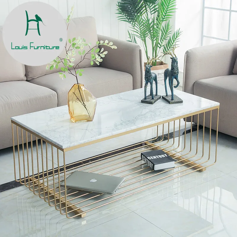 

Louis Fashion Coffee Table Nordic Living Room Marble Iron Rectangle Modern Simple Small Apartment Visitor