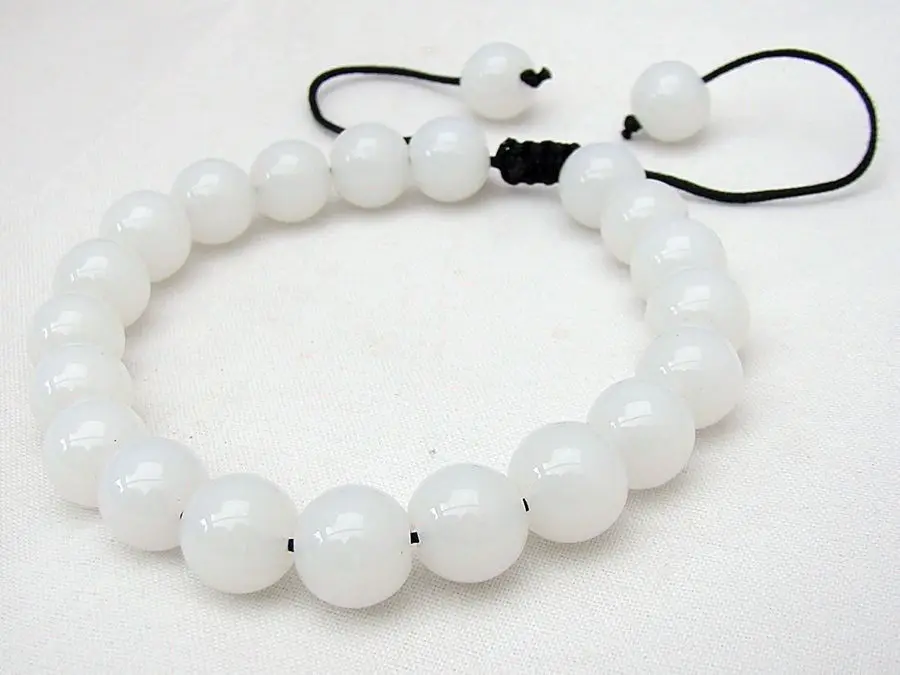 ААА мужской браслет шамбхалла все 10 мм белые нефритовые бусины | Украшения и