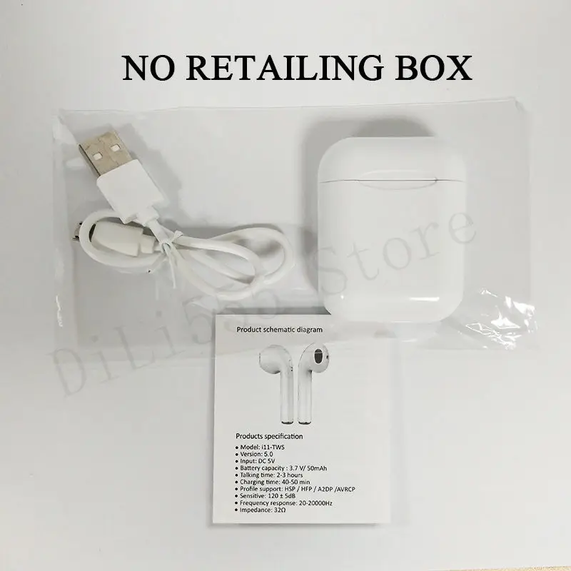 No Box i11 наушники-вкладыши Tws с Беспроводной мини Bluetooth гарнитуры наушники не i9s i10 для Apple системы Andorid - Цвет: No Box