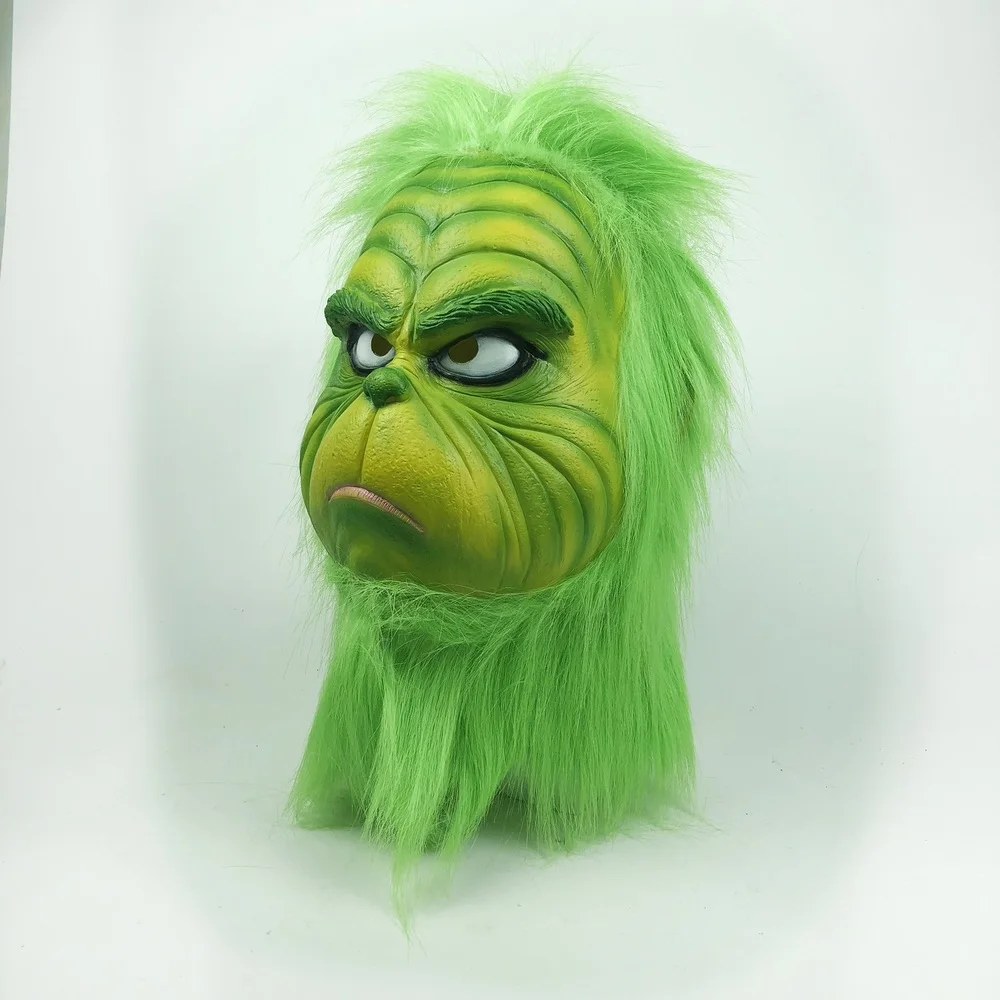 Рождество Косплей Grinch Маска латекс с волосами события реквизит Вечерние Маски мяч костюм для мероприятия шлемы реквизит Рождественские украшения