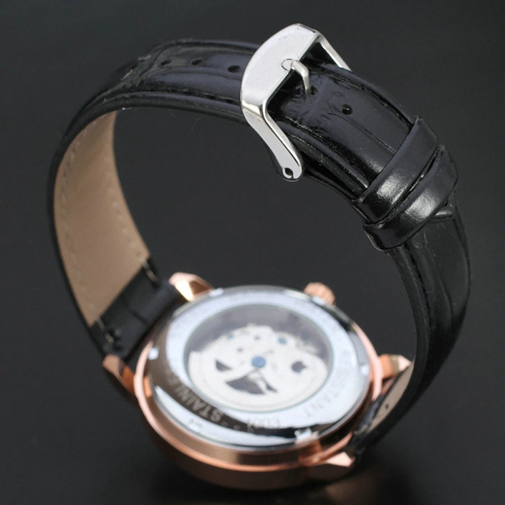 Мужские автоматические механические наручные часы WINNER 2018 кожаный ремешок