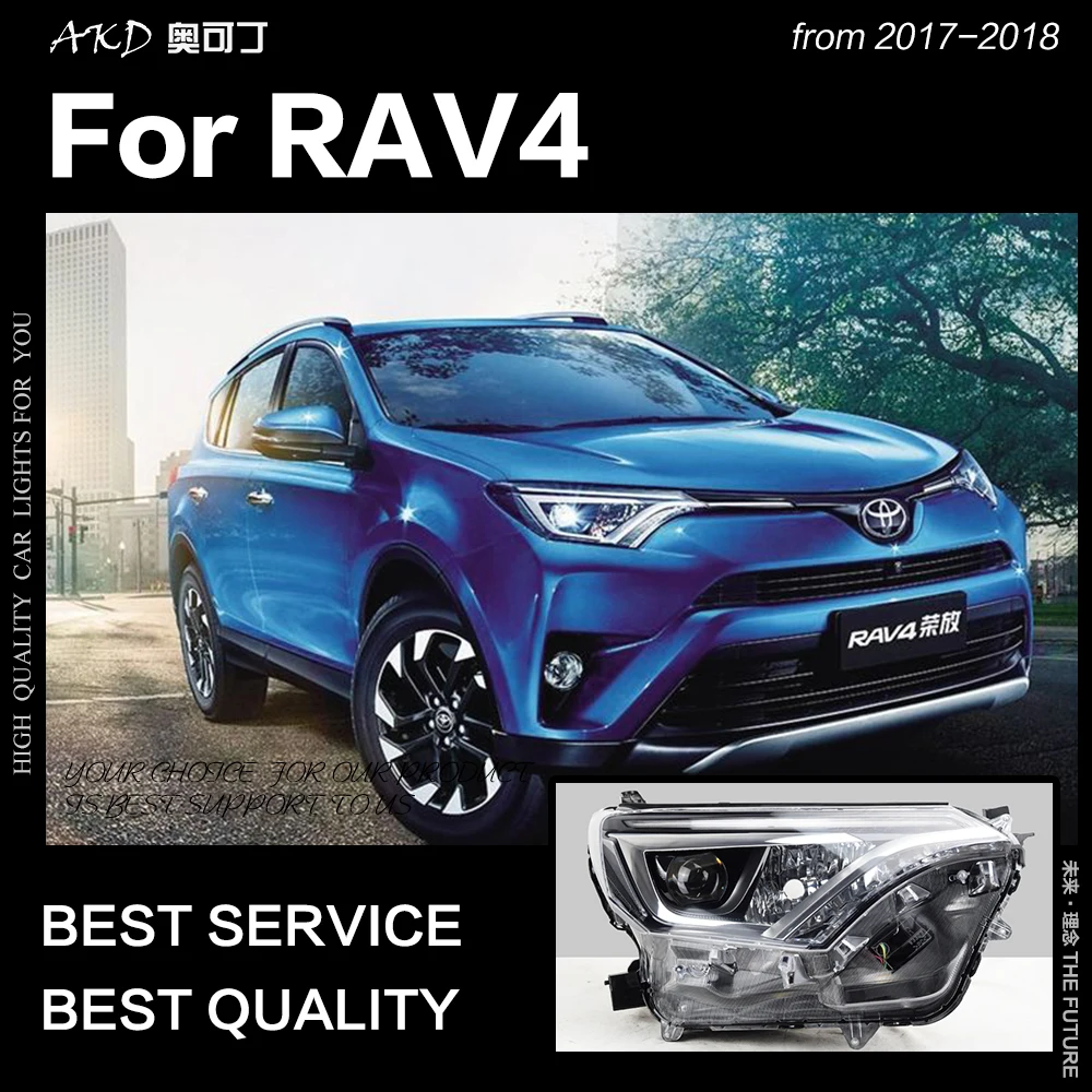 AKD автостайлинг фары для Toyota RAV4 2017 2018 Rav4 светодиодный ные OEM дизайн DRL Hid