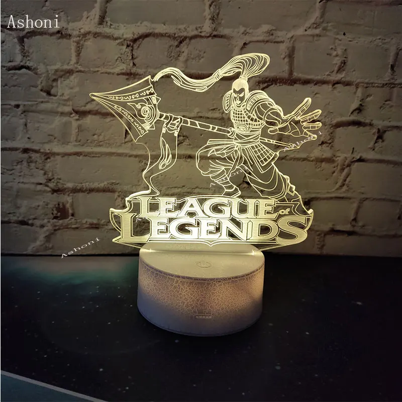 Игровая League of Legends LOL Xin Zhao 3D светодиодный Настольный светильник сенсорный цветной