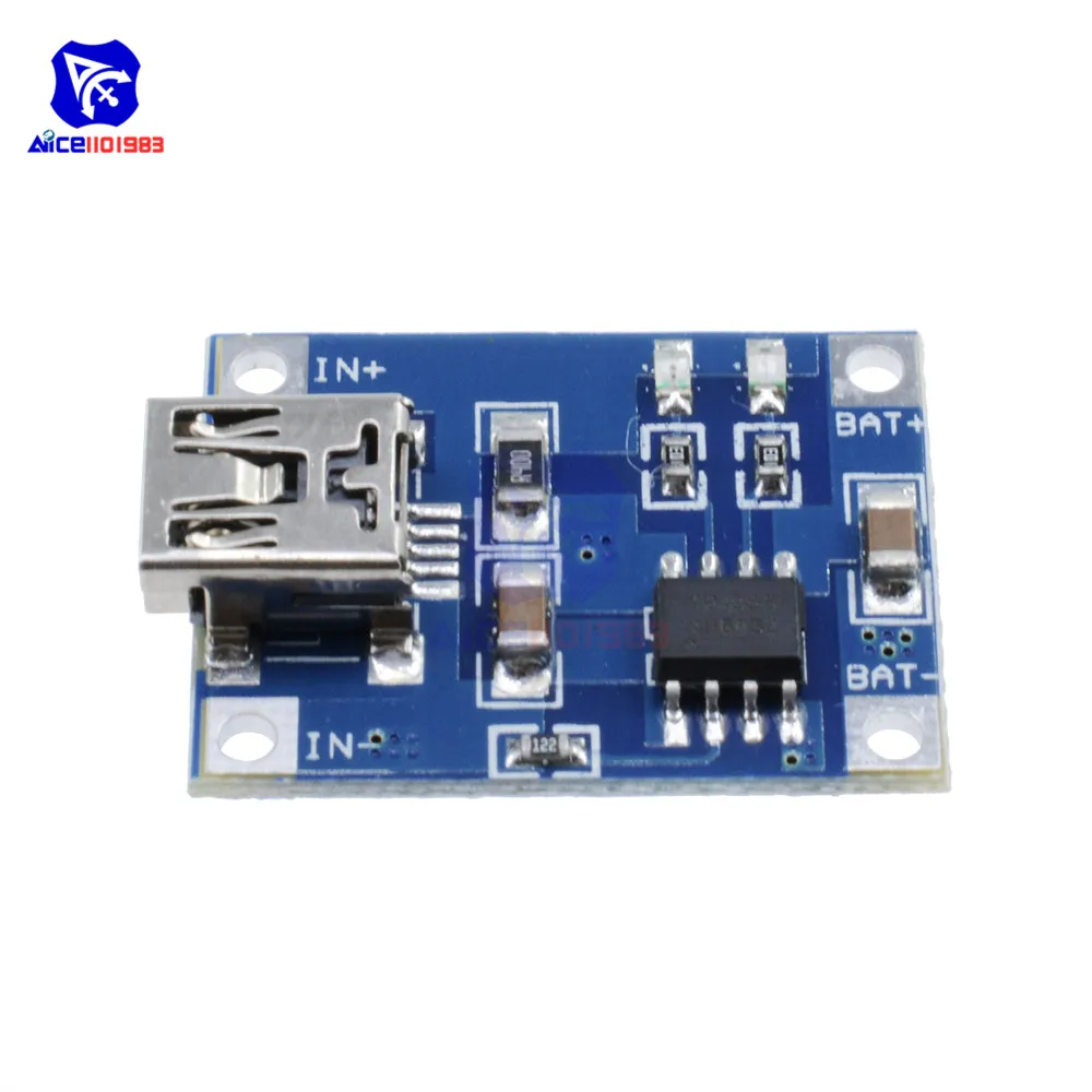 Diymore 5 шт./лот TC4056A плата зарядного устройства для аккумулятора Mini USB 5V 1A 18650